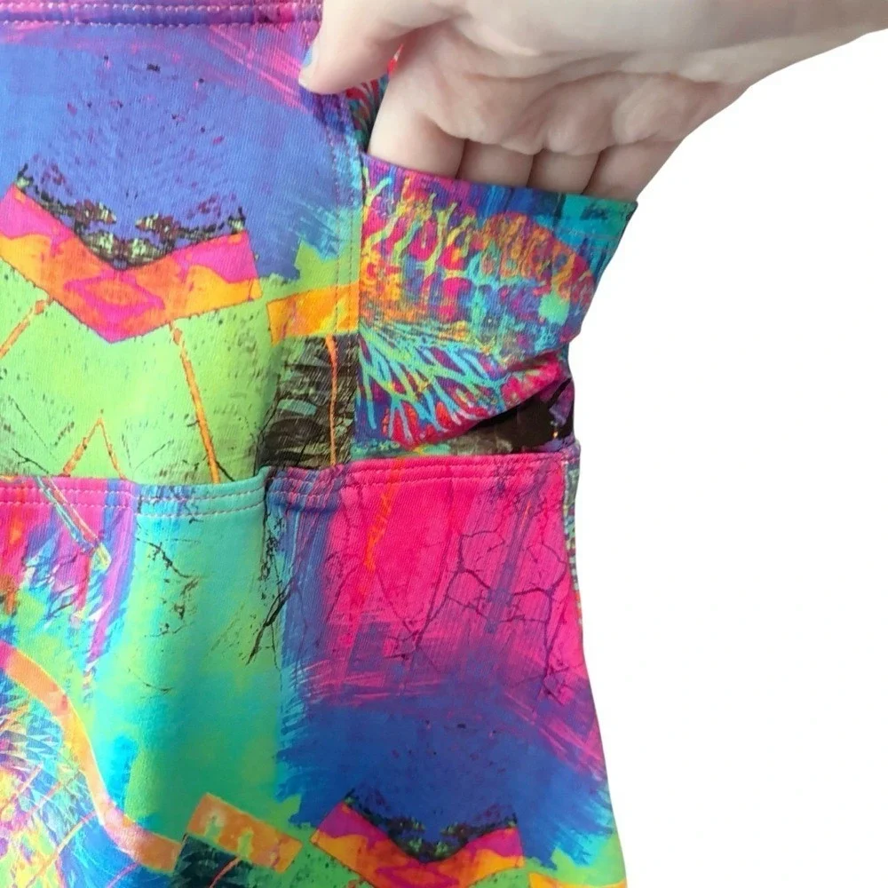 Dona Jo JoJo Skort Womens Size 1 Multi Color Psychedelic Print Tennis Golf Skirt